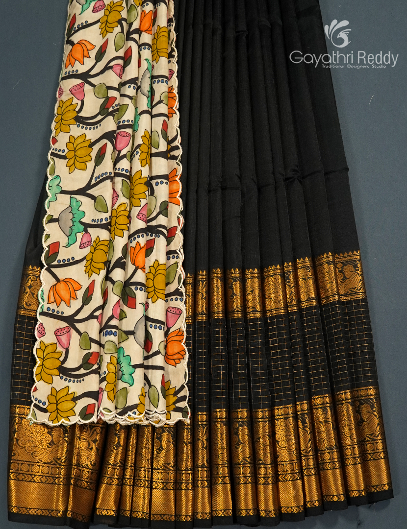 Pure Mangalagiri Langa Voni Set in Black