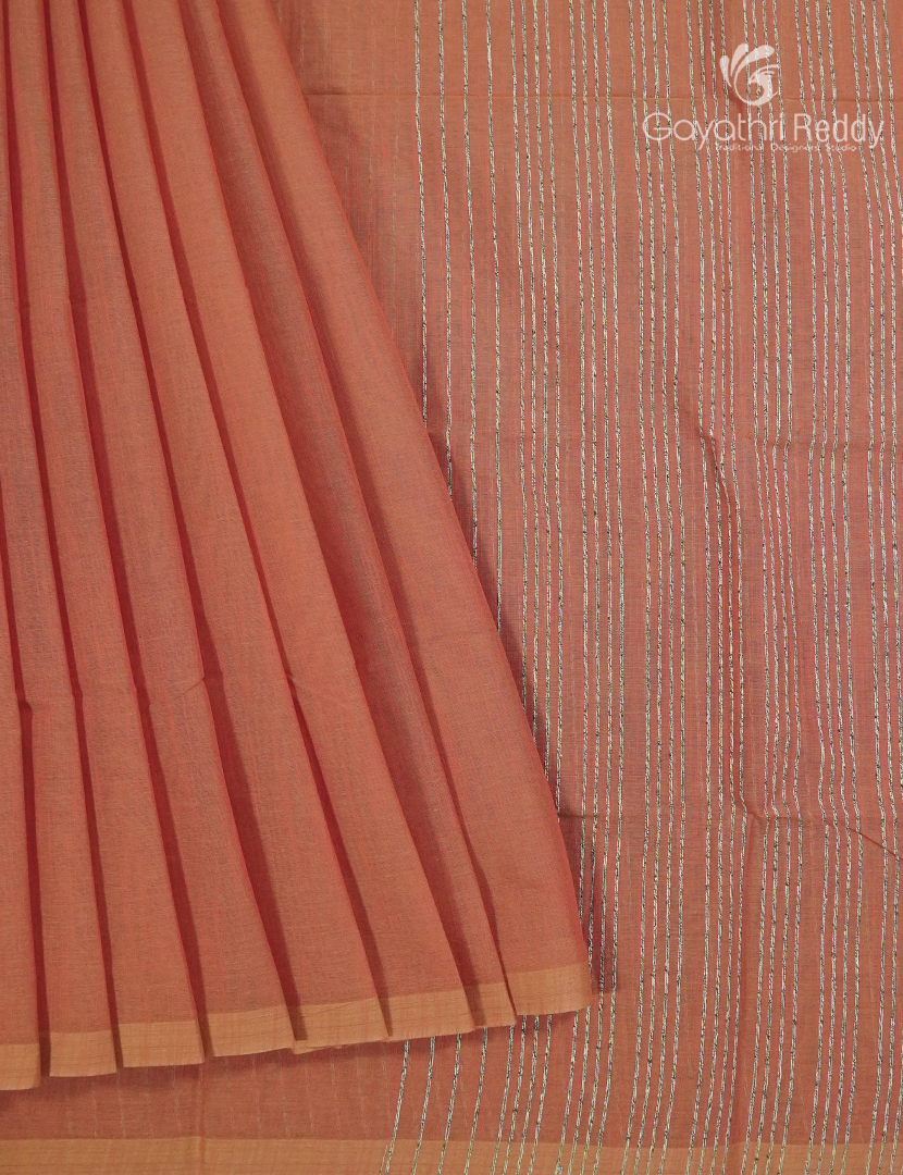 Pure Handloom Cotton Saree in Peach
