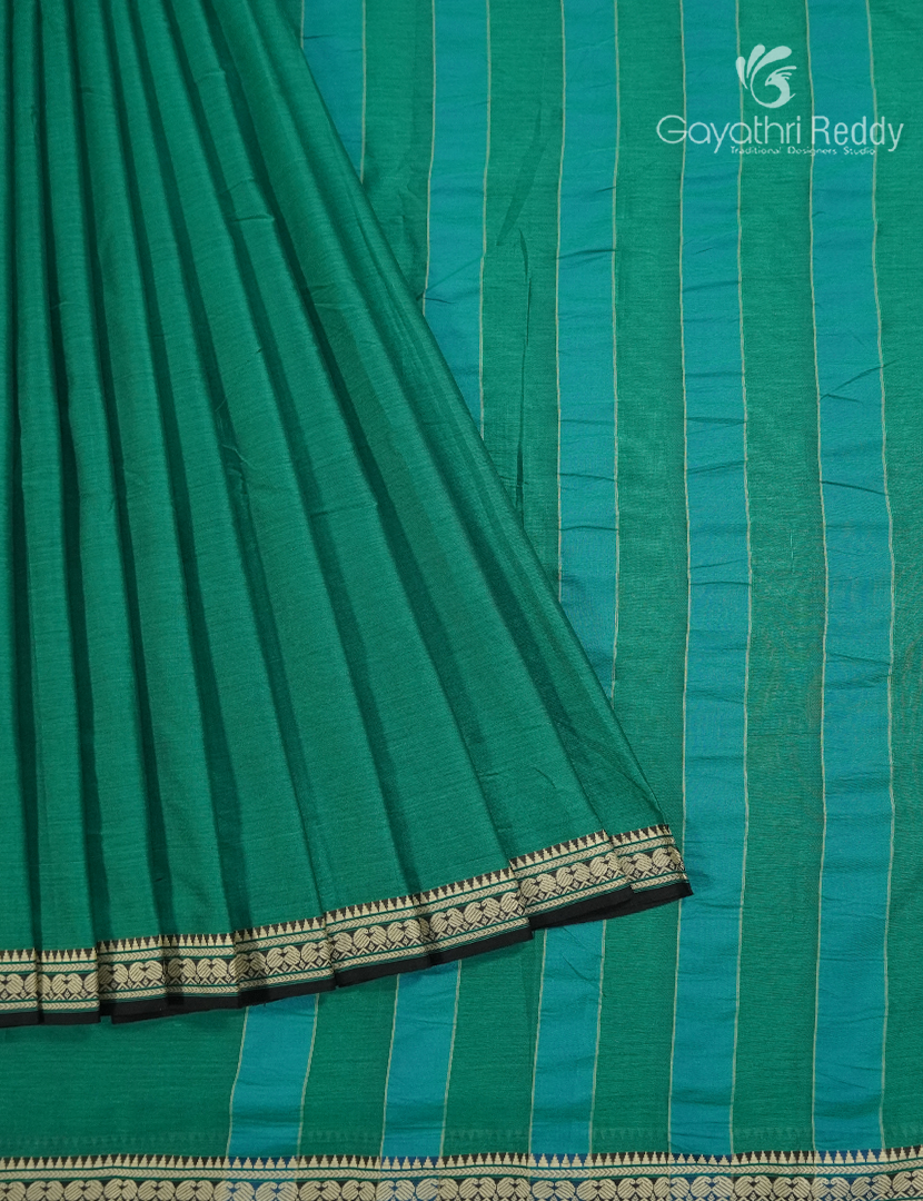 Pure Narayanpet Cotton Saree in Sea Green