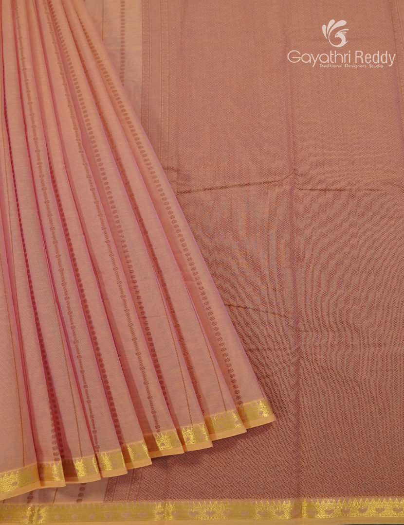 Pure Kanchi Cotton Saree in Peach