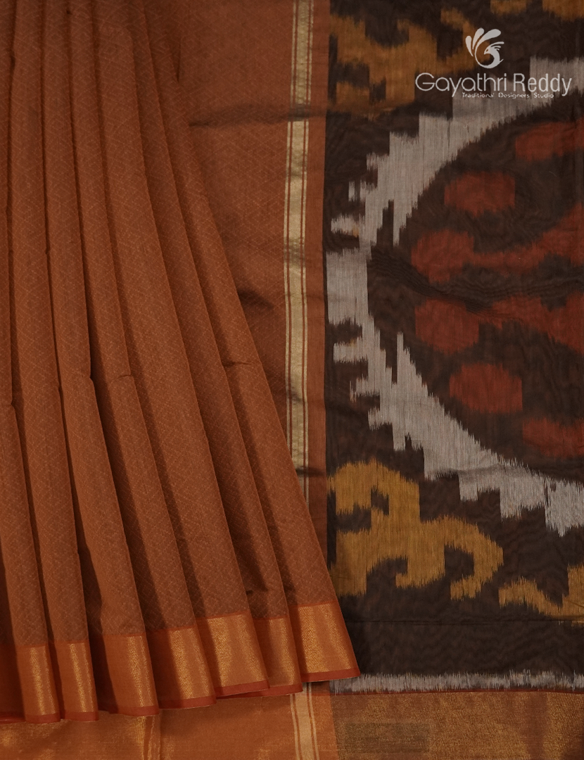 Semi Ikat Sico Saree in Mustard