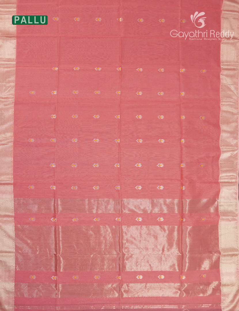 Pure Chanderi Sico Saree in Pastel Peach