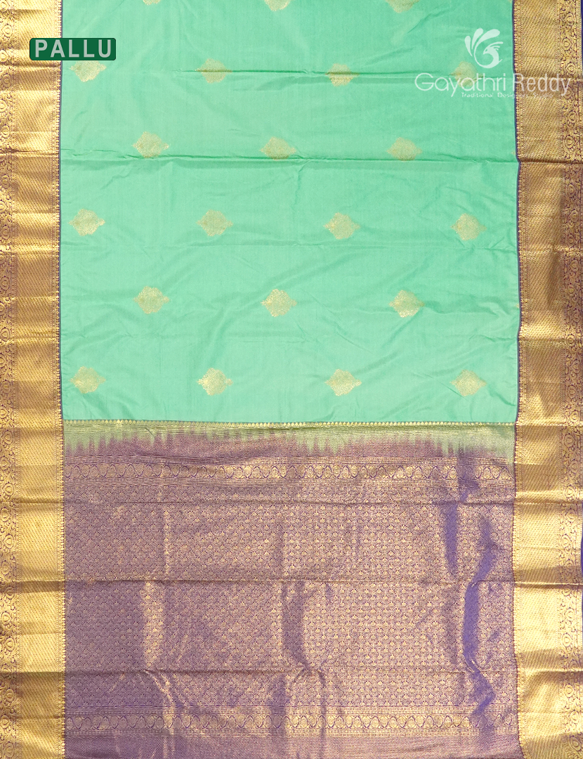 Semi Kanchipuram Silk Saree in Sea Green and Deep Blue