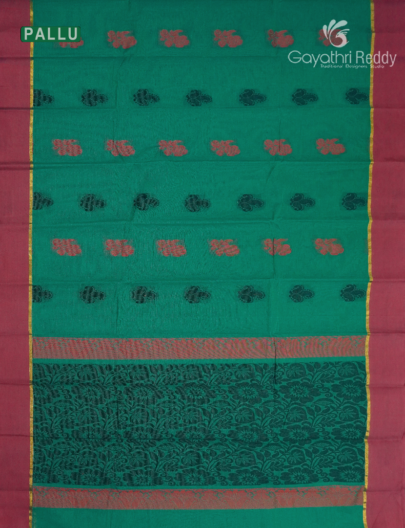 Pure Kanchi Cotton Saree in Rama Blue