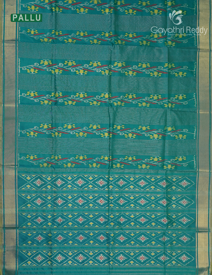 Pure Ikat Silk Saree in Sea Green