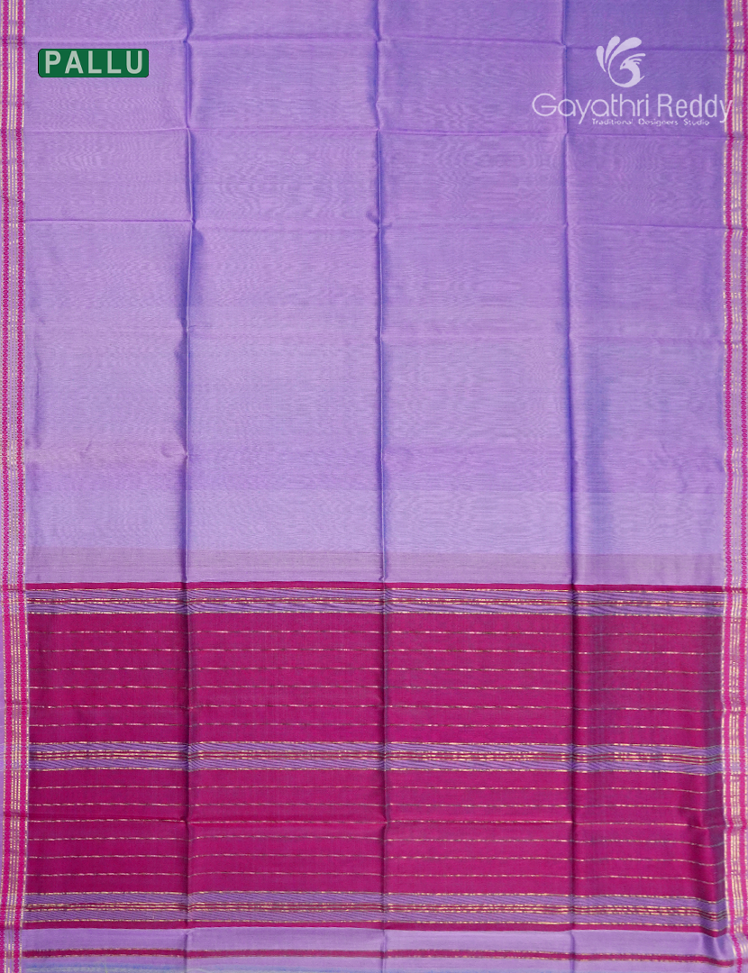 Pure Chanderi Sico Saree in Lavender and Rani Pink