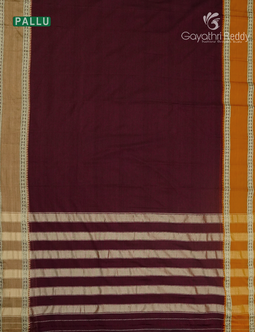 Pure Narayanpet Cotton Saree in Deep Maroon