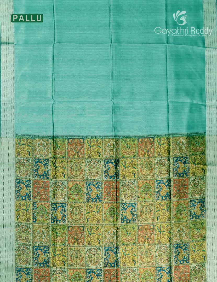 Semi Tussar Saree in Sea Green