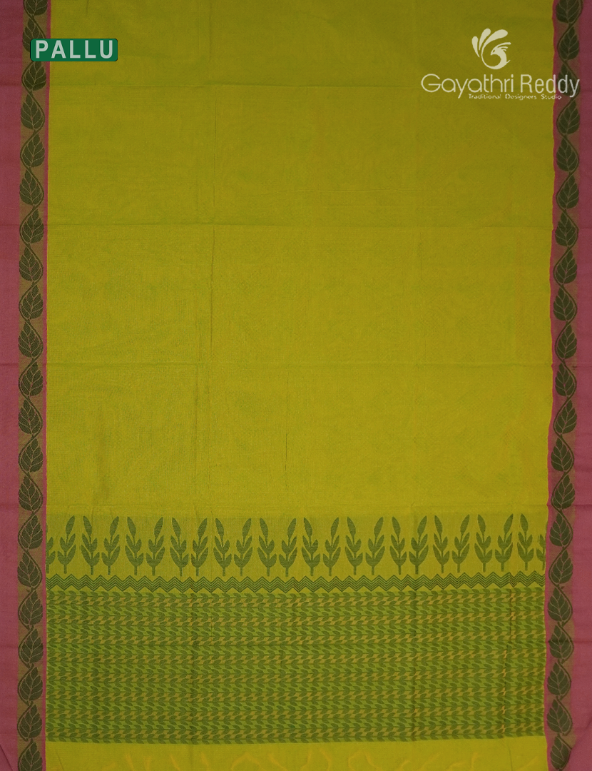 Pure Kanchi Cotton Saree in Leaf Green