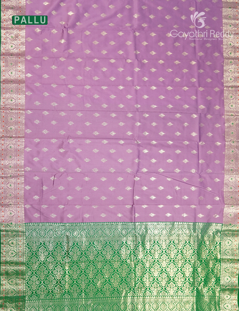 Semi Banaras Katan Silk Saree in Onion Pink and Green
