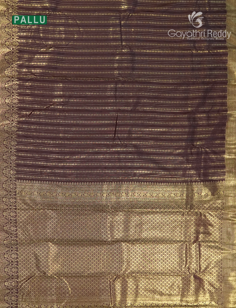 Semi Kanchipuram Silk Saree in Deep Brown