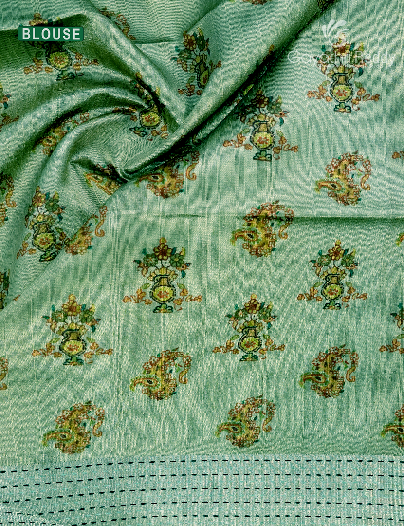 Semi Tussar Saree in Sea Green