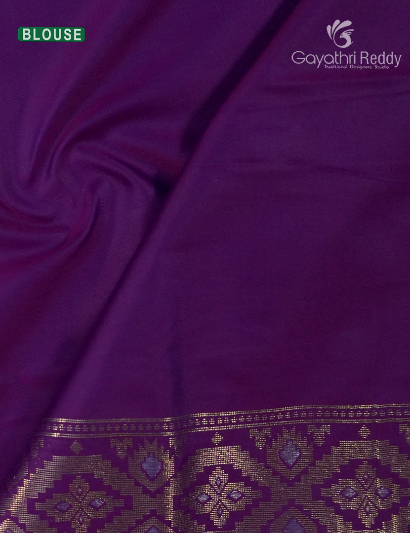Semi Kanchipuram Art Silk Saree in Deep Peacock Blue and Magenta