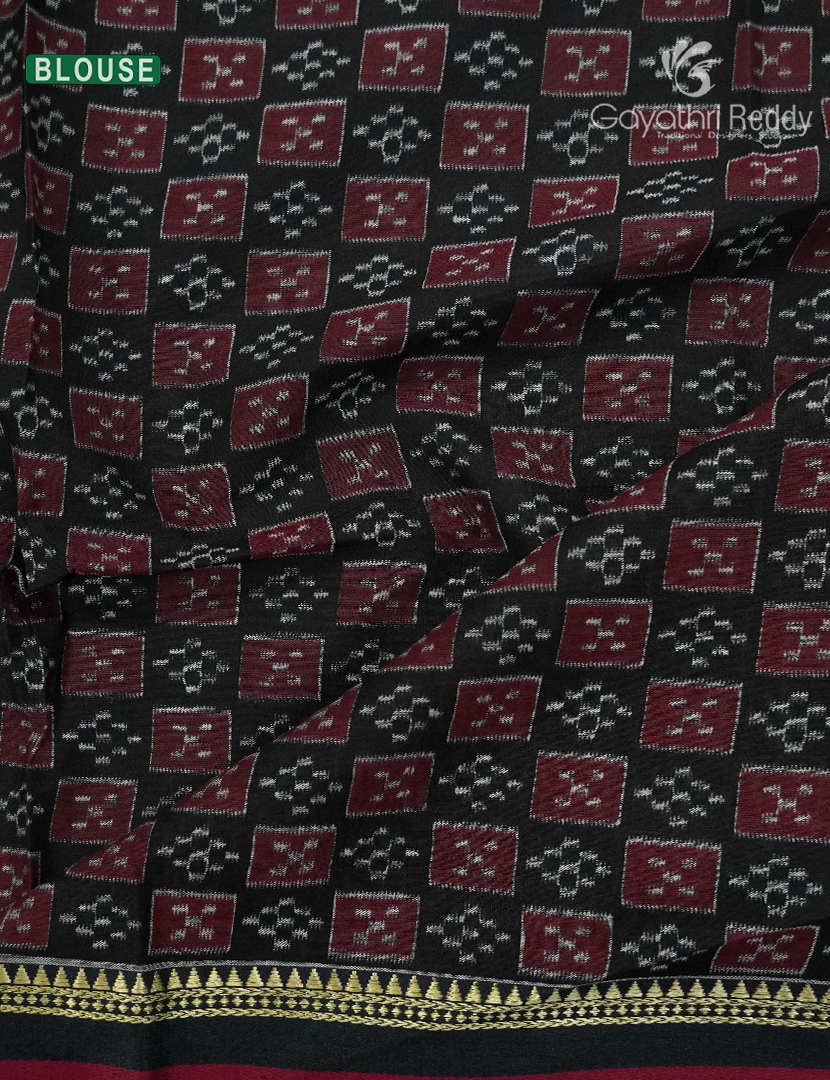 Vidharbha Cotton Saree in Rust and Black