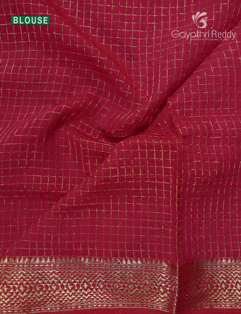 Semi Mysore Crepe Saree in Brown and Ruby Pink