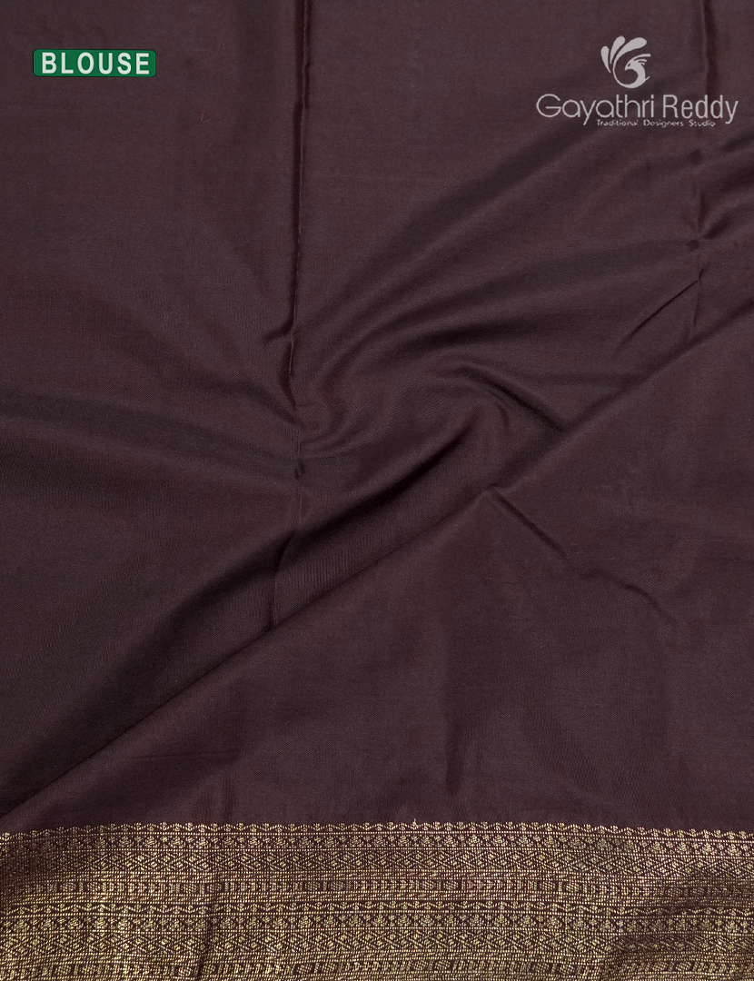 Semi Kanchipuram Silk Saree in Deep Brown