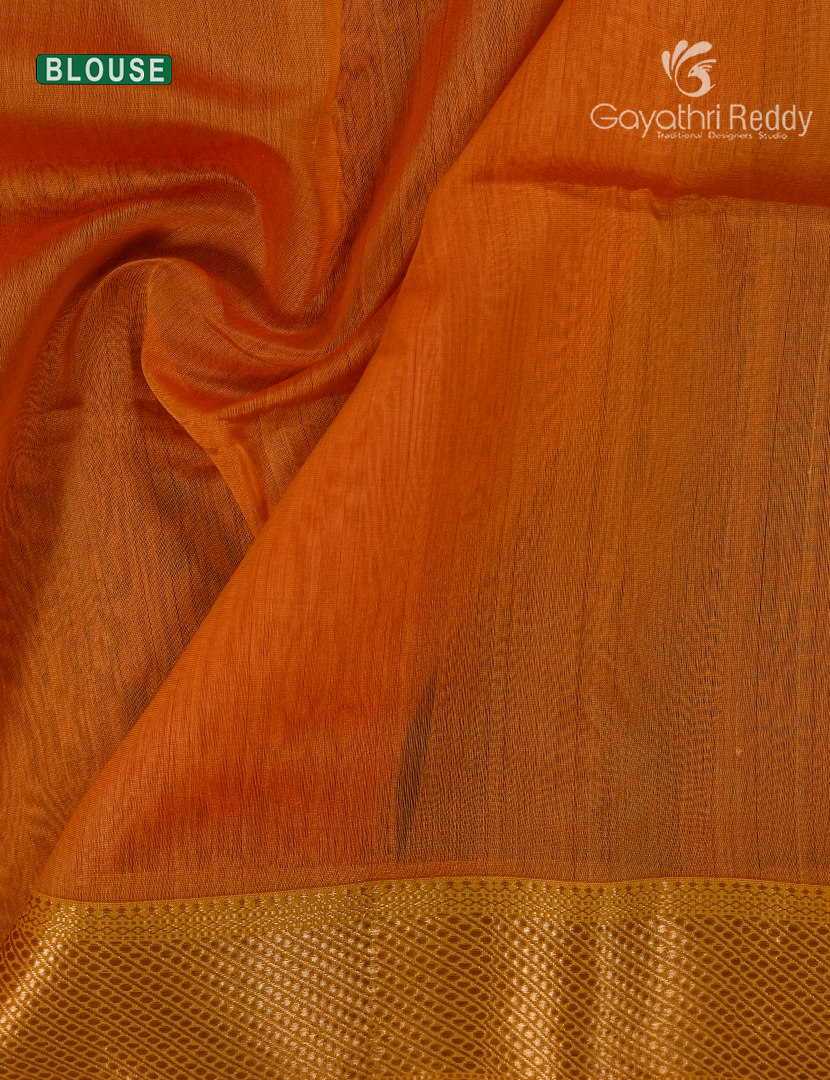 Pure Chanderi Sico Saree in Orange