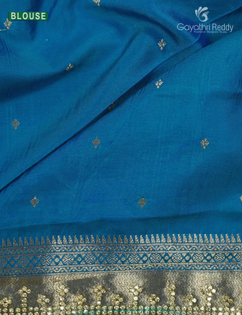 Semi Kanchipuram Silk Fancy Saree in Deep Jamun and Rama Blue