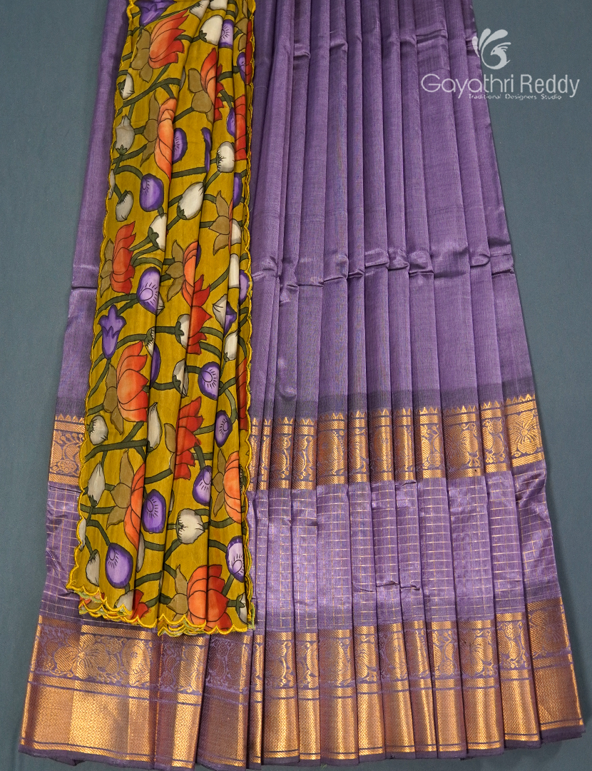 Pure Mangalagiri Langa Voni Set in Lavender