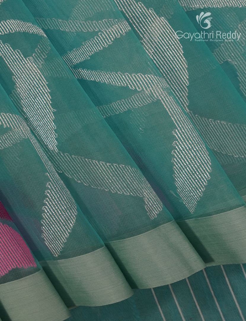 Pure Jamdani Kora Saree in Pastel Blue