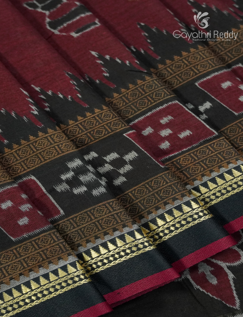 Vidharbha Cotton Saree in Rust and Black