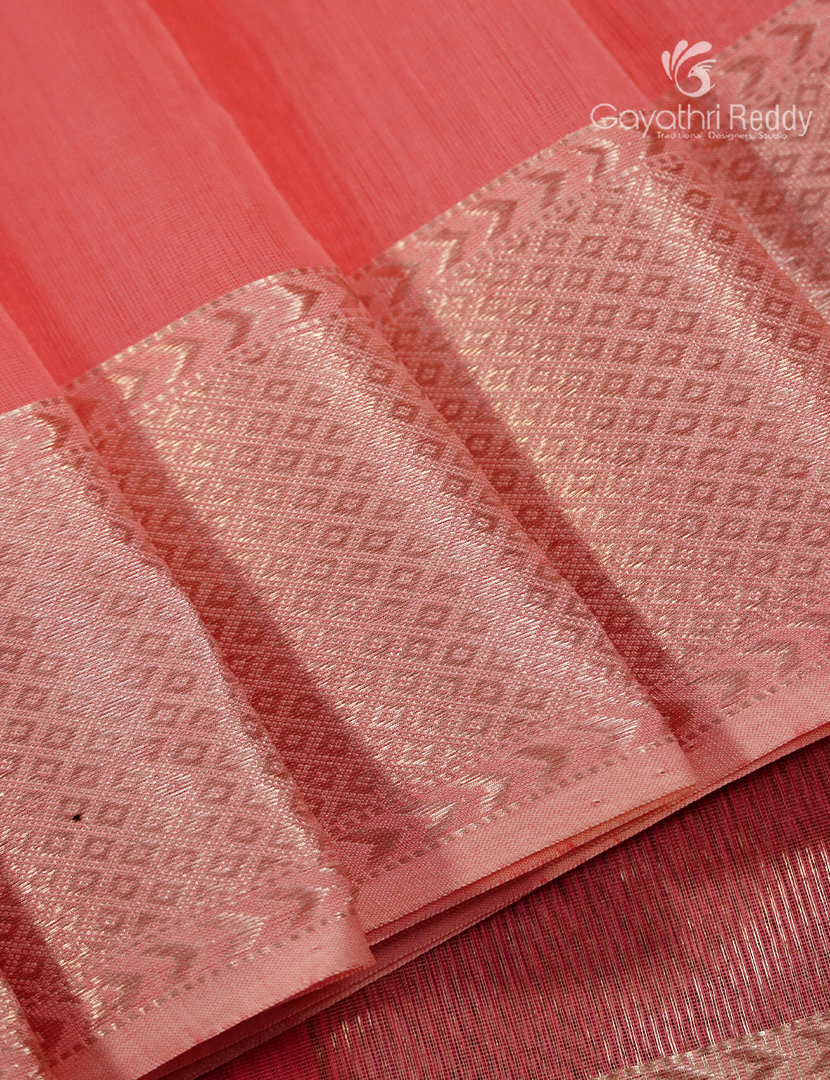 Pure Chanderi Sico Saree in Pastel Peach