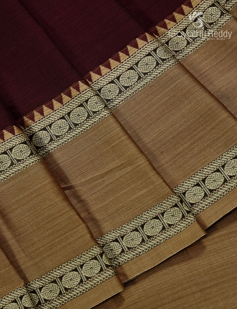 Pure Narayanpet Cotton Saree in Deep Maroon