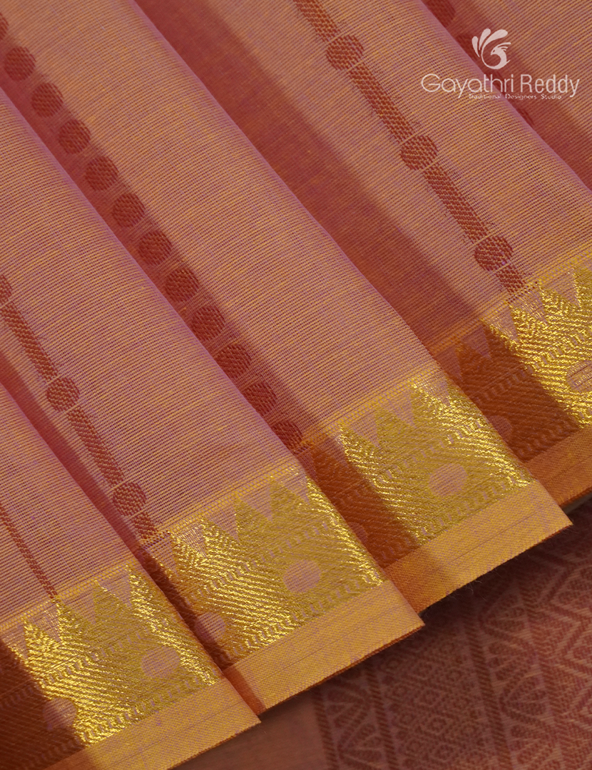 Pure Kanchi Cotton Saree in Peach