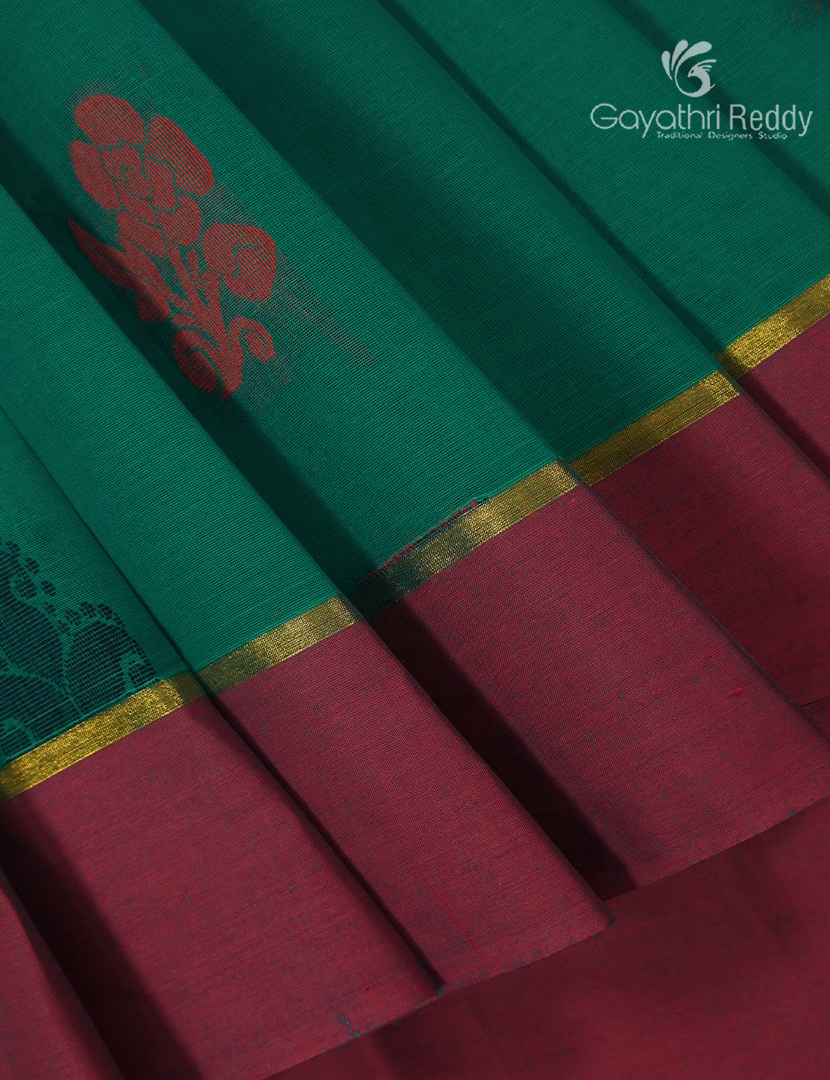 Pure Kanchi Cotton Saree in Rama Blue