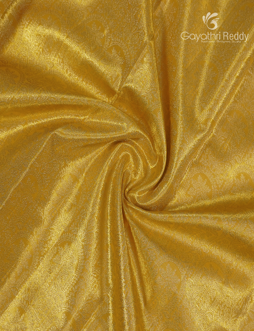 Pure  Kanchipuram Silk Saree in Golden Yellow  and Rani Pink ( Brocade Pattern )