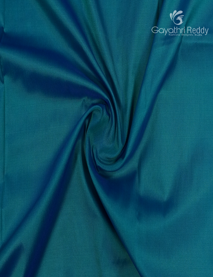 Semi Kanchipuram Art Silk Saree in Deep Peacock Blue and Magenta