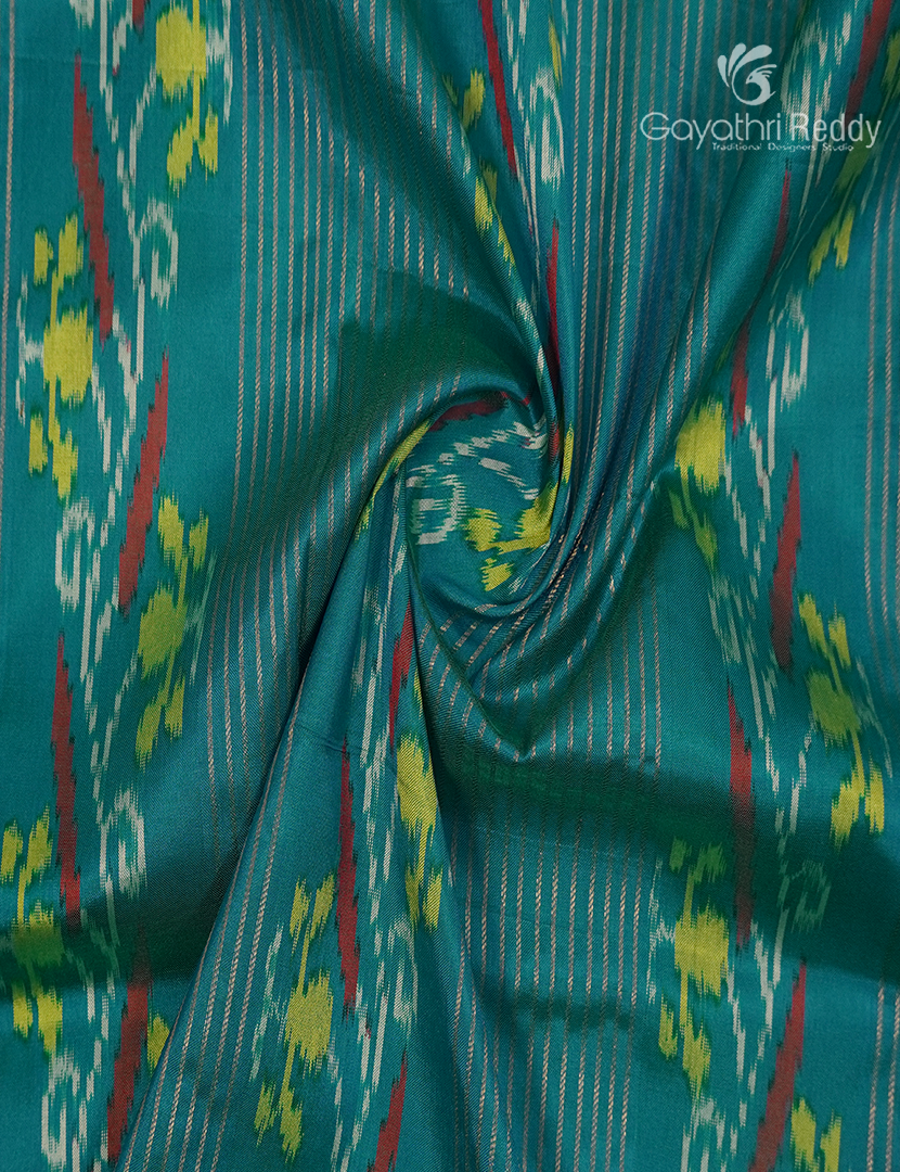 Pure Ikat Silk Saree in Sea Green
