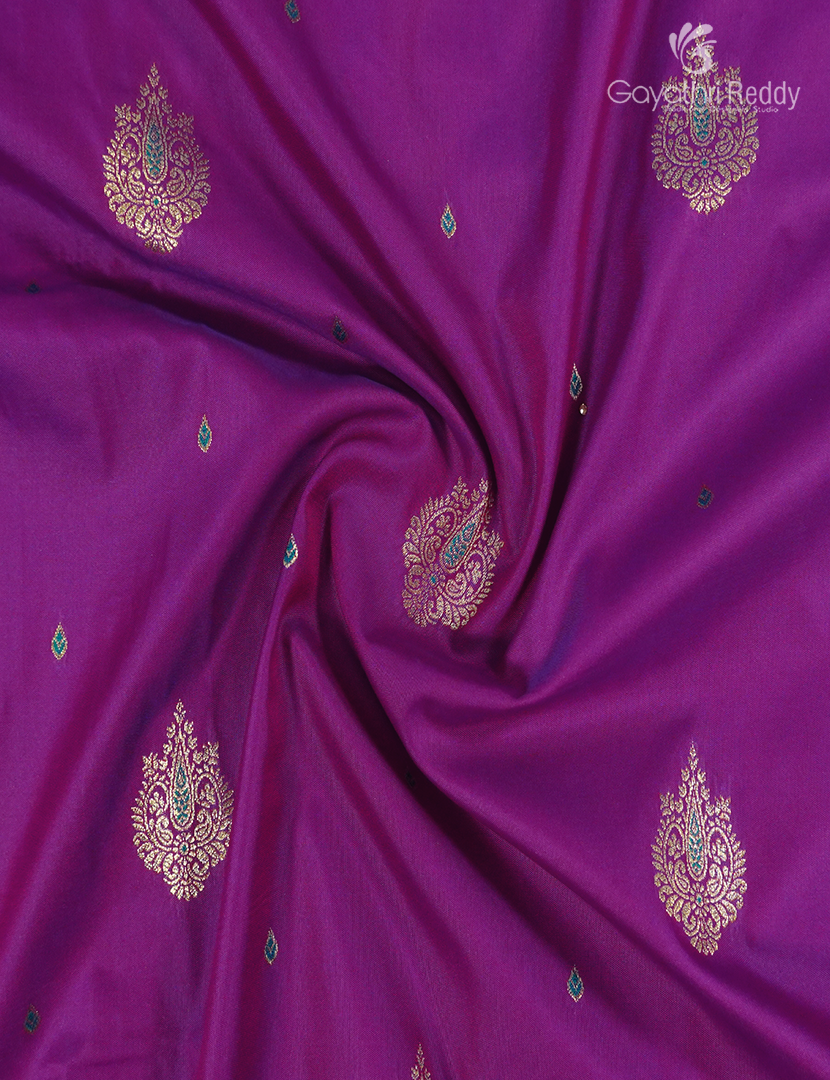Semi Kanchipuram Silk Fancy Saree in Deep Jamun and Rama Blue