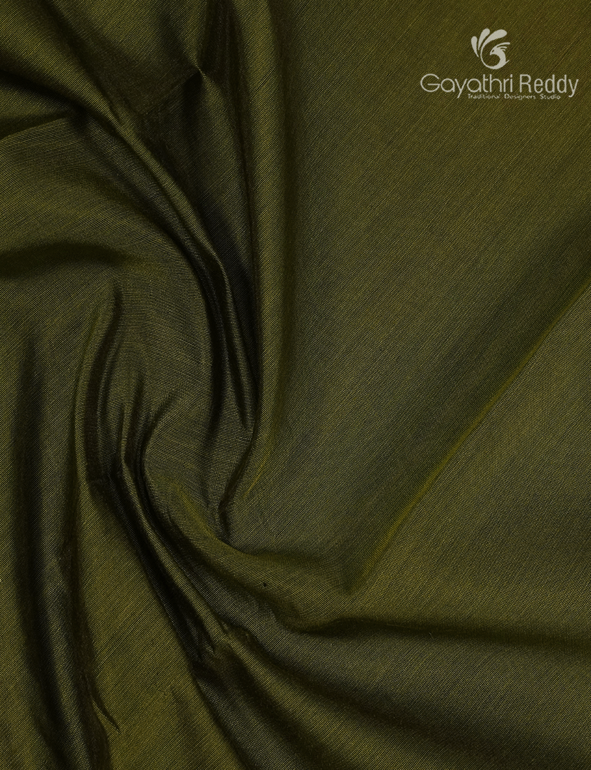 Pure Kanchi Sico Saree in Deep Olive Green and Rani Pink
