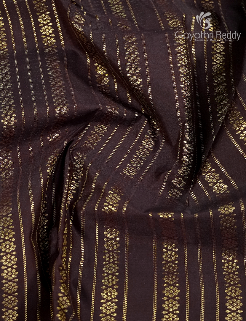 Semi Kanchipuram Silk Saree in Deep Brown