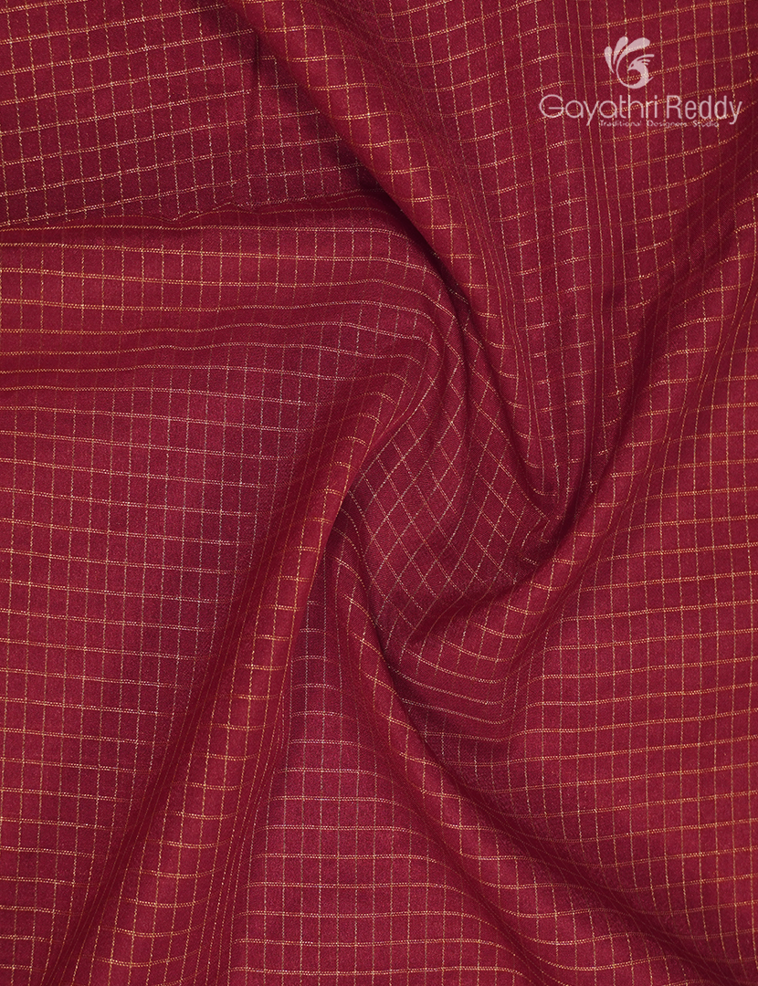 Semi Mysore Crepe Saree in Deep Red and Cream