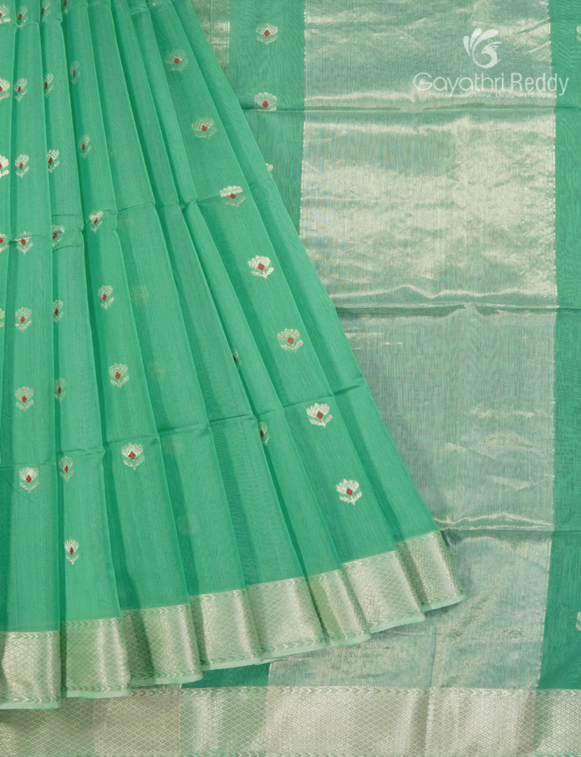 Pure Chanderi Sico Saree in Sea Green