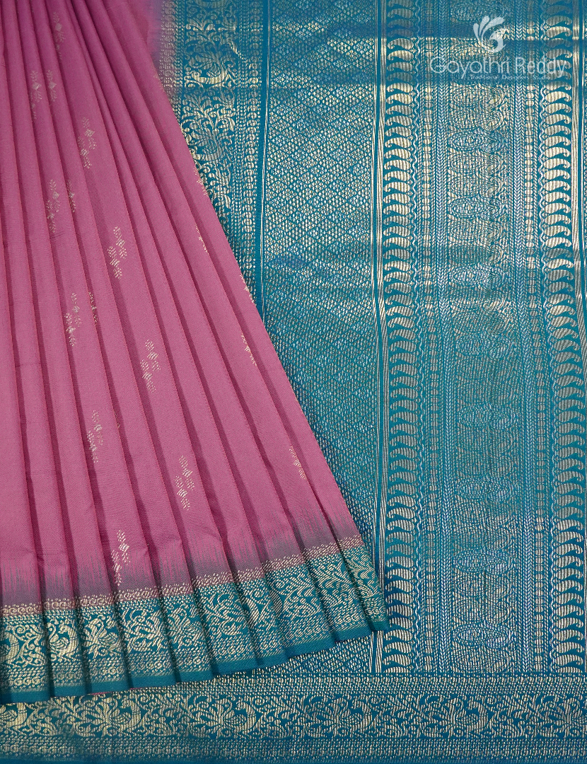 Semi Kanchipuram Art Silk Saree in Lotus Pink