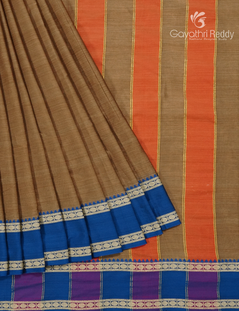 Pure Narayanpet Cotton Saree in Dry Mehendi