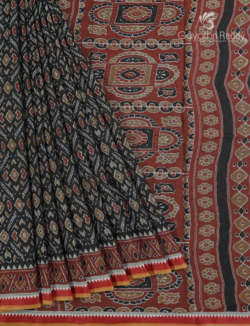 Vidharbha Cotton Saree in Rust and Black
