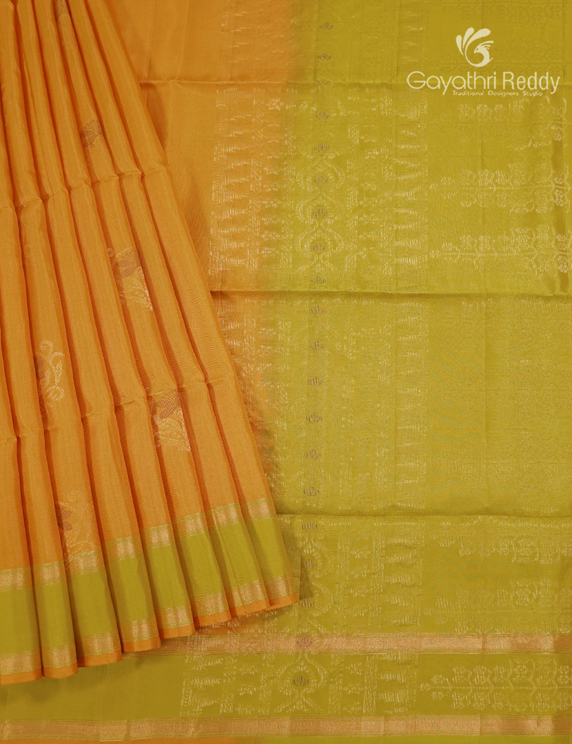 Pure Kanchipuram Soft Silk Saree in Yellow and Green
