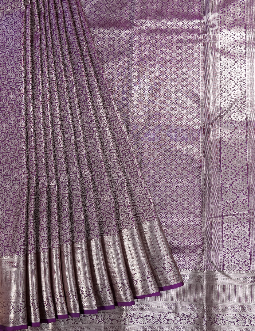 Semi Kanchipuram Silk Saree in Deep Purple