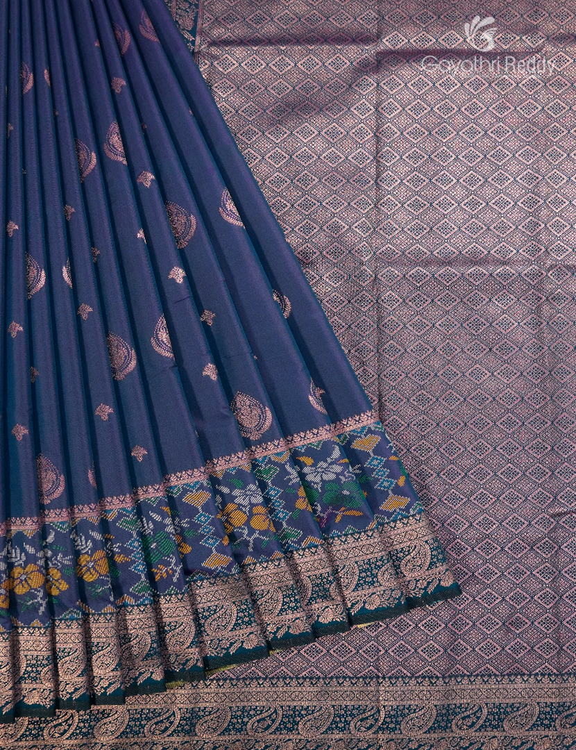 Semi Kanchipuram Art Silk Saree in Navy Blue