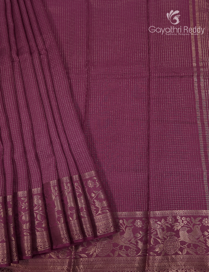 Semi Mysore Crepe Saree in Burgundy