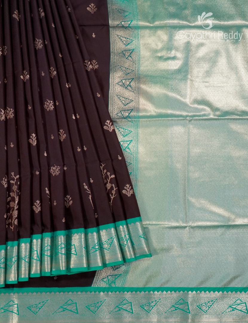 Soft Silk Saree in Deep Snuff and Sea foam green