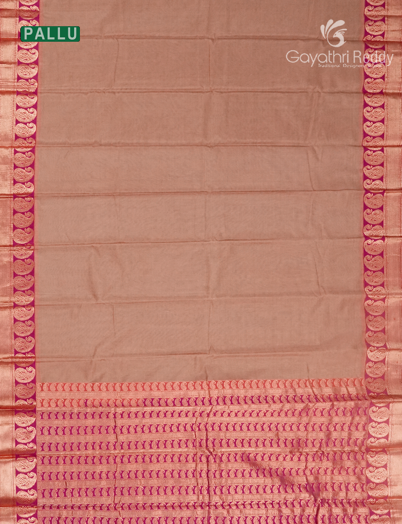Pure Kanchi Sico Saree in Beige and Rani Pink