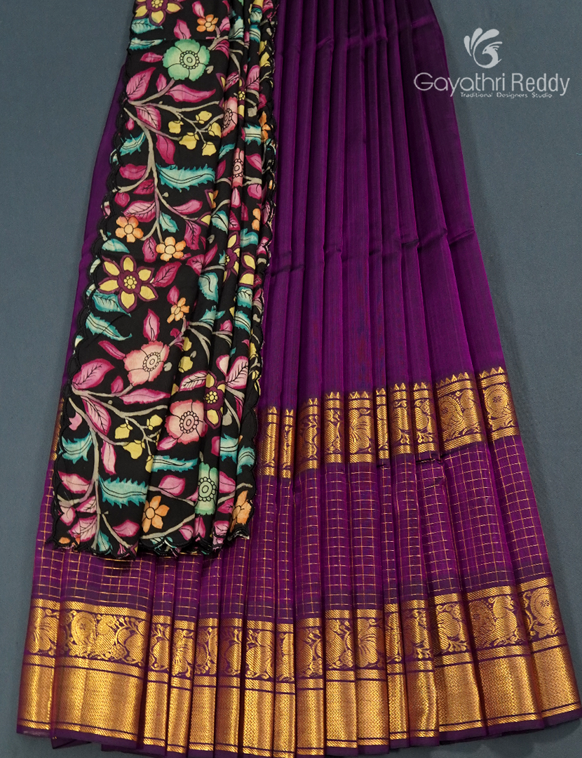 Pure Mangalagiri Langa Voni Set in Deep Purple