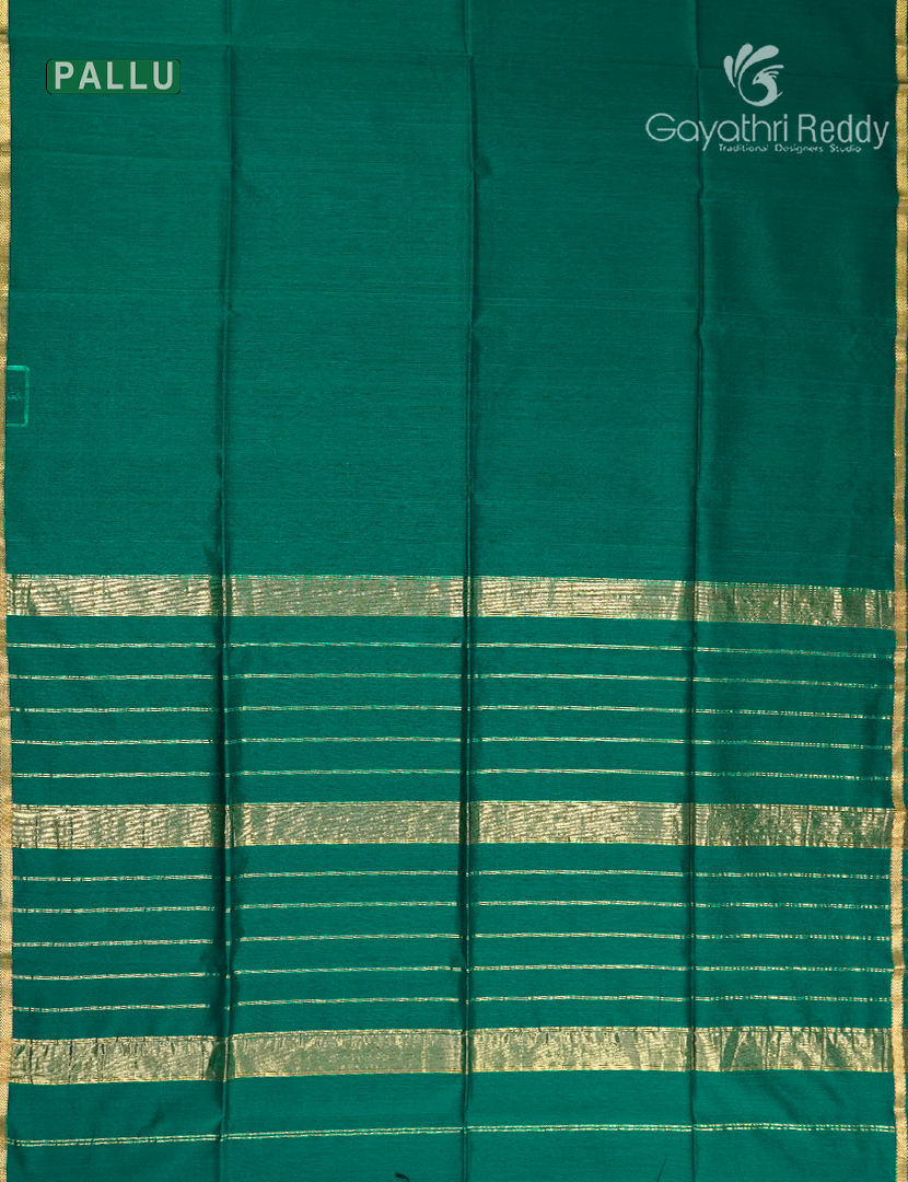 Pure Chanderi Sico Saree in Deep Rama Green
