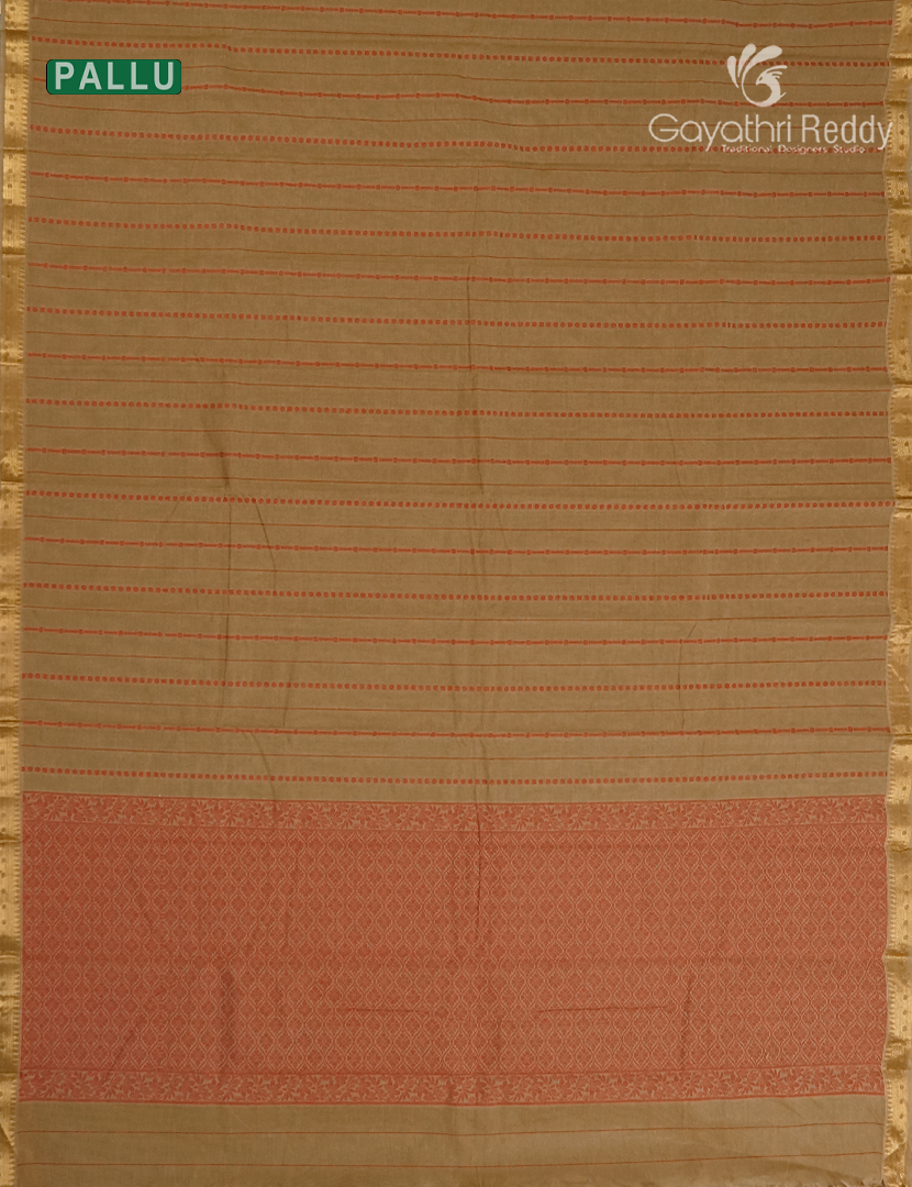 Pure Kanchi Cotton Saree in Deep Beige