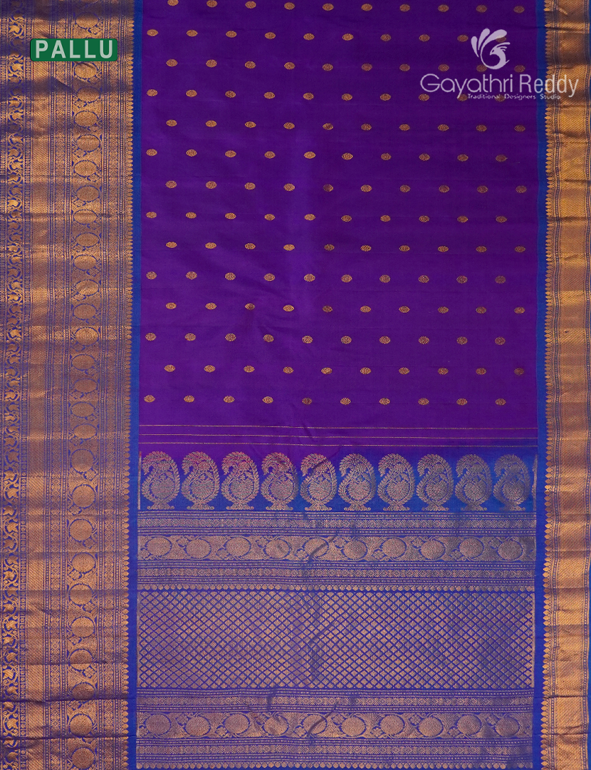 Pure Gadwal Silk Saree in Purple and Blue